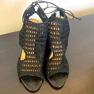 Black heeled sandals. Made in Italy.